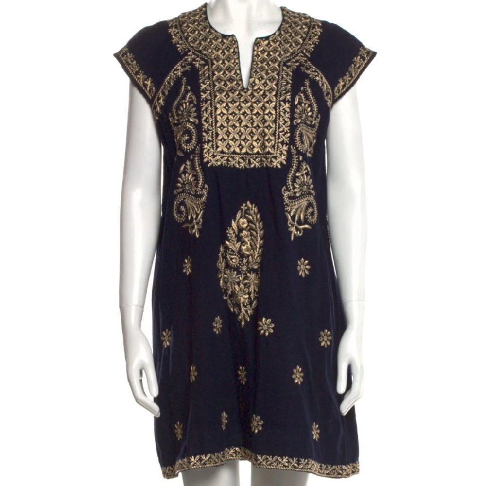 ROLLER RABBIT FAITH PRINTED Cotton DRESS/COVER-UP, XXS, Navy Blue, Retail $200